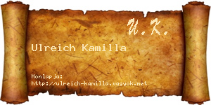 Ulreich Kamilla névjegykártya